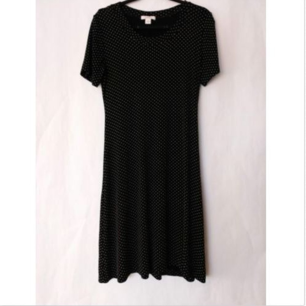 Dress Barn Dress Stretch Black Polka Dot Size 8